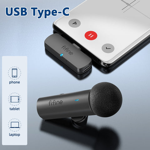 FIFINE Wireless Lavalier Recording Microphone