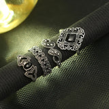 15 Pcs Bohemian Retro Rings Set For Women Crystal Flower Leaves