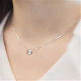 Silver Color Chain Jewelry -Simple Rhinestone Choker Necklace Shine