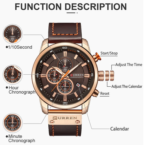 CURREN Brand Watch Men Leather