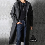 Black Waterproof Long Raincoat