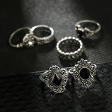 15 Pcs Bohemian Retro Rings Set For Women Crystal Flower Leaves