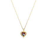 DIEYURO 316L Stainless Steel Beautiful Love Heart Amethyst Gold Pendant