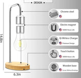 Unique Modern Magnetic Levitating Lamp with Floating Light Bulb and Wireless Charger