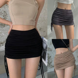 Drawstring Skirt Women's High Waist Slim Design