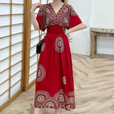 Casual Elegant Retro Style V-neck Tunic Large Swing Dress