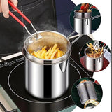 Kitchen Deep Frying Pot 304 Stainless Steel Kitchen Fryer With Strainer Tempura Fryer