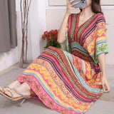 Casual Elegant Retro Style V-neck Tunic Large Swing Dress