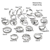 16Pcs Fashion Punk Gothic Butterfly Snake Chain Ring Set for Women