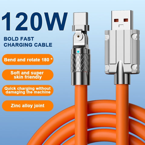 Type C Data Line 120w Fast Charging 6A 180 Rotating Ultra