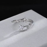 925 Sterling Silver Star Crystal Ring for Women