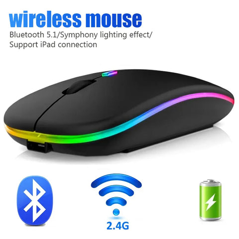 Wireless Mouse PC Bluetooth RGB Rechargeable