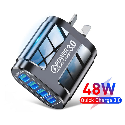 3.1A 4 Ports USB Charger Fast Charging QC 3.0