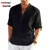 Men's Linen Long Sleeve T-Shirt