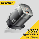 Essager 33W GaN USB C Charger Digital Display PD Fast Charging