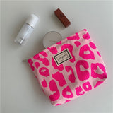 Pink Leopard Print Women Cosmetic Bag