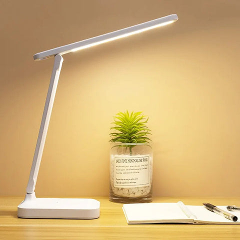 LED Touch Switch White Folding Desk Lamp USB Plug-in Dimmable White  Lamp