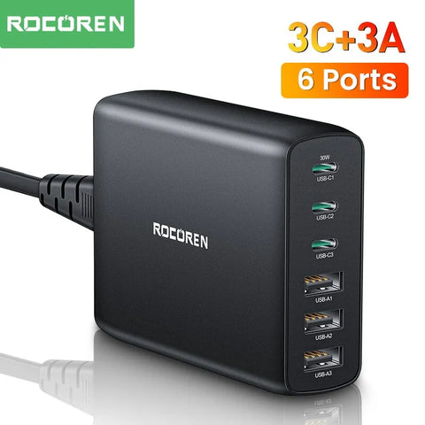 Rocoren 100W USB Charger Type C PD Fast Charging Multiple 6 Ports