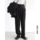 CHICVEN  Women Suit Pants Wide Leg