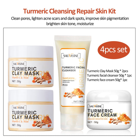 Turmeric Mud Mask Facial Purification Deep Cleansing Brightening Oil