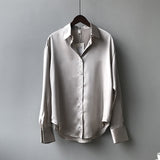 Silk Korean Office Ladies Elegant Shirt Blouse