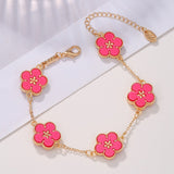 Fashion Summer Sweet Colorful Five Leaves Flower Bracelets