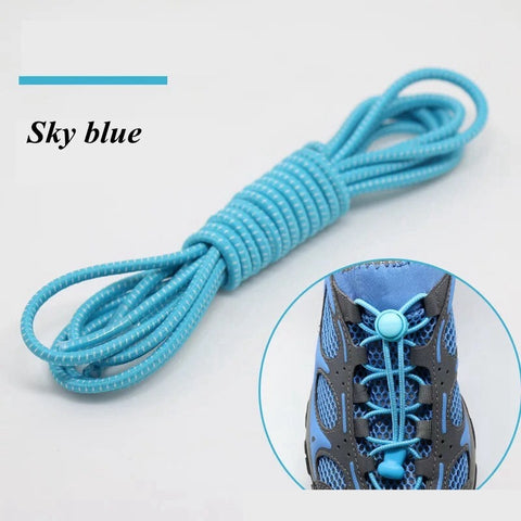 1 Pair 22 Colors Elastic Shoelaces Round Locking No Tie Shoe