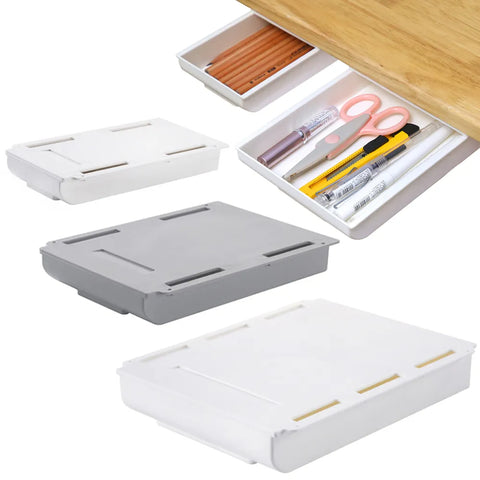 Hidden Drawer Organizer No-Punch Under Desk Stationery Box Paste