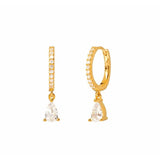 Women Multi Color CZ Drop Earrings Gold Plated