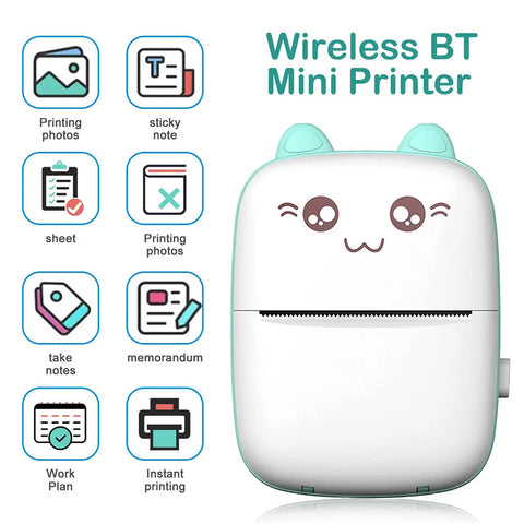 Portable Mini Bluetooth Wrong Printer Mobile Phone Photo Title Note Print Pocket