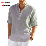 Men's Linen Long Sleeve T-Shirt