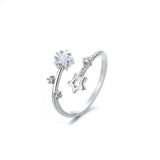 925 Sterling Silver Star Crystal Ring for Women