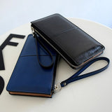 Women's Vintage  Leather Zipper Clutch Wallet