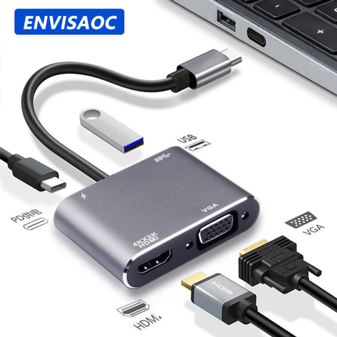 USB C to HDMI-compatible VGA Type C USB 3.0 HUB Adapter