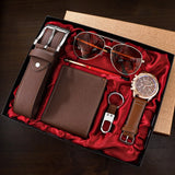 SHAARMS Men Watches Set 6 in 1 Watch Glasses Pen Keychain Belt Purse