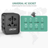 LENCENT International Travel Adapter with 2 USB Ports All-in-One Travel  EU/UK/USA/AUS Plug