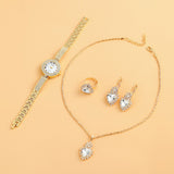 5pcs Dainty Quartz Watch With Jewelry Set