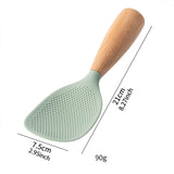 1Pc Silicone Wooden Handle Rice Spoon High Temperature Resistant Non Stick