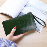 Women's Vintage  Leather Zipper Clutch Wallet