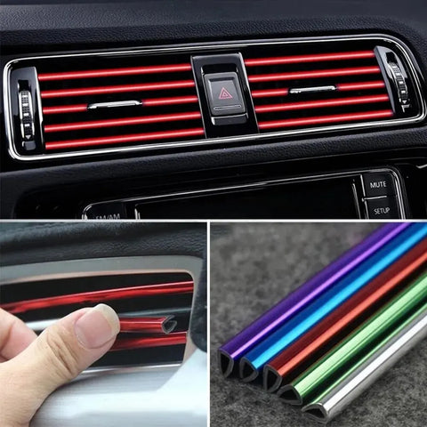 10Pcs 20cm Car Air Conditioner Outlet Decorative U Shape Moulding Trim Decor Strips