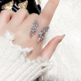 Romantic Cubic Zirconia Open Wing Joint Rings for Women