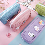 Kawaii Purple Canvas Pencil Case Cute