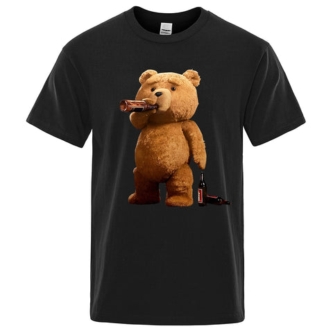 Lovely Ted Bear Drink Beer Poster Funny Printed T-Shirt