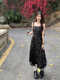 Y2k Vintage Black Floral Dress