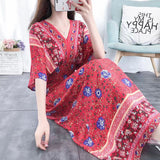 Casual Elegant Retro Style V-neck Tunic Large Swing Dress