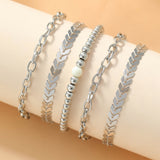 6pc Simple Silver Quartz Watch With Bracelet For Women