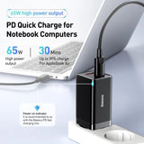 Baseus 65W GaN Charger Quick Charge 4.0 3.0 Type C PD USB Charger Portable