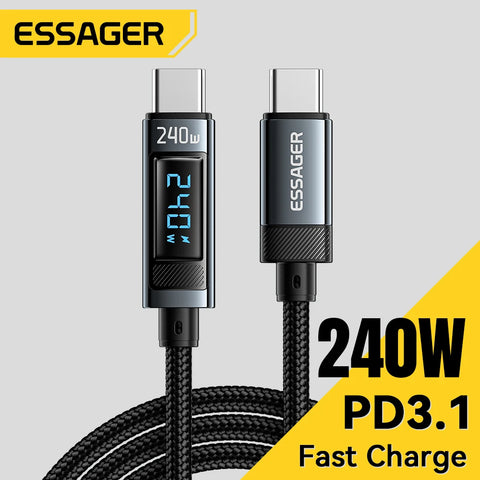 Essager 240W USB Type C To USB C Cable 3.1 Fast Charging Charger Wire