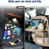 Car Seat Back Organizer with Foldable Table Tray PU Leather Storage Organizer with Pockets