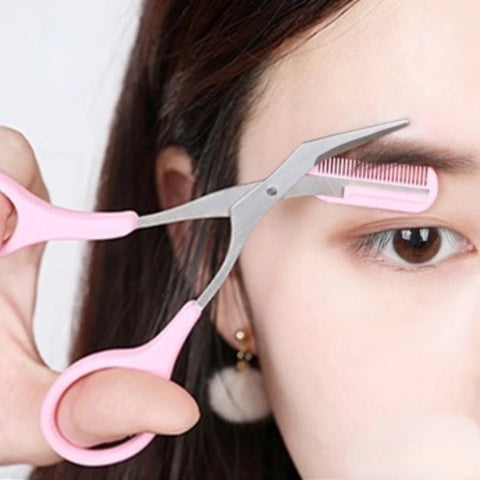 MB Eyebrow Trimmer Scissor with Comb Facial Eyelash Hair Removal